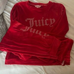 Juicy Couture Red Velour Set with Rhinestones
